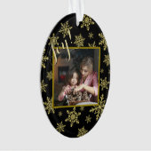 Vreugde! Feestelijk Goud & Zwart Elegante Kerstfot Ornament (voorkant)