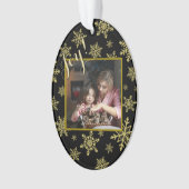 Vreugde! Feestelijk Goud & Zwart Elegante Kerstfot Ornament (voorkant)