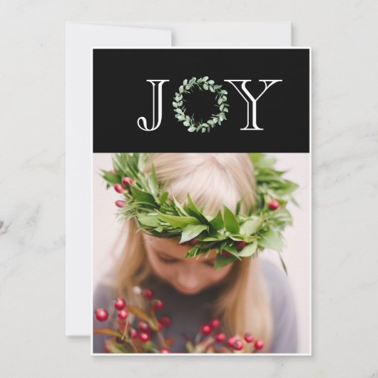 Vreugde Foto Elegant Kerstmis Gepersonaliseerd Feestdagenkaart (Voorkant)