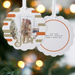 Vreugde Foto Kerstmis Gepersonaliseerd Ornament Kaart<br><div class="desc">Joy,  Photo Template kerstvakantie kaart ornament met vet modern motief - voeg je eigen foto en tekst toe aan deze Unique Ornamenten Kaart van Ricaso - voorzien van een trendy patroonachtergrond in gedempte salie groene en oranje tinten en een heerlijke typografische tekst van JOY</div>
