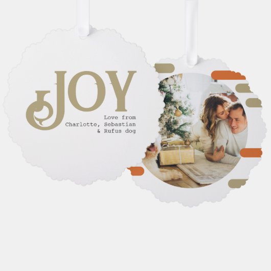 Vreugde Foto Kerstmis Gepersonaliseerd Ornament Kaart (Voorkant / Achterkant)