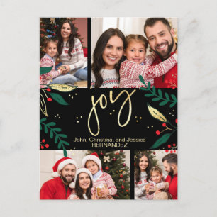Vreugde Foto Rood Goud Kerstmis Groen Zwart Feestdagenkaart