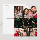 Vreugde Foto Rood Goud Kerstmis Groen Zwart Feestdagenkaart (Voorkant / Achterkant)