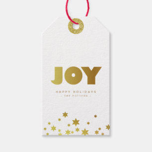 vreugde   Fun Christmas White & Gold Mini Cadeaulabel