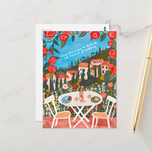 Vreugde Geluk Nieuw Huis mooie Landschap Briefkaart (Voorkant / Achterkant in situ)