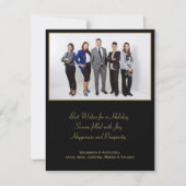 Vreugde! Goud & Zwart Stijlvol Minimaal Klein Bedr Feestdagenkaart (Achterkant)