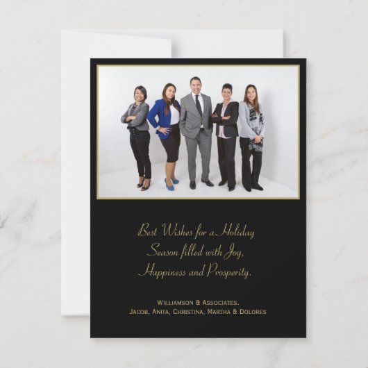 Vreugde! Goud & Zwart Stijlvol Minimaal Klein Bedr Feestdagenkaart (Achterkant)