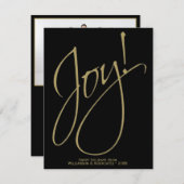 Vreugde! Goud & Zwart Stijlvol Minimaal Klein Bedr Feestdagenkaart (Voorkant / Achterkant)