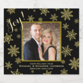 Vreugde! Gouden Sneeuwvlokken met Foto Feestelijke Bier Etiket (Enkel label)