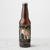 Vreugde! Gouden Sneeuwvlokken met Foto Feestelijke Bier Etiket (Voorkant)
