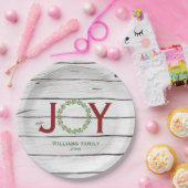 Vreugde groen krans familie kerst papieren bordje (Feest)