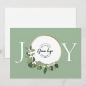 Vreugde Groen Wit Gouden Krans Moderne Aangepaste  Feestdagenkaart (Voorkant / Achterkant)