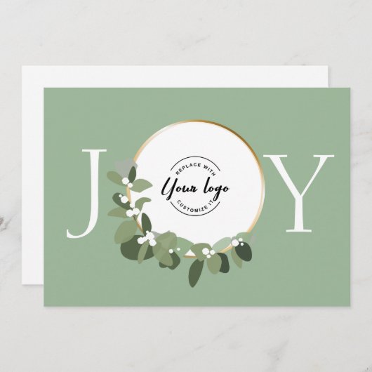 Vreugde Groen Wit Gouden Krans Moderne Aangepaste Feestdagenkaart (Voorkant / Achterkant)