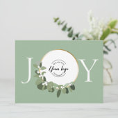 Vreugde Groen Wit Gouden Krans Moderne Aangepaste  Feestdagenkaart (Staand voorkant)