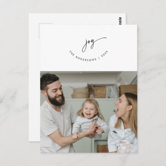 Vreugde, Groet, Familiefoto, Glimlachend Script Briefkaart (Voorkant / Achterkant)