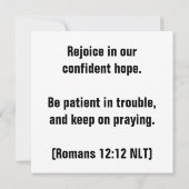 Vreugde, hoop en gebed (Romeinen 12:12 NLT) Kaart (Achterkant)