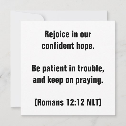 Vreugde, hoop en gebed (Romeinen 12:12 NLT) Kaart (Achterkant)