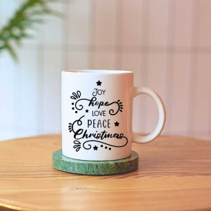 Vreugde Hoop Liefde Vrede Kerstmis Print Modern Wi Koffiemok