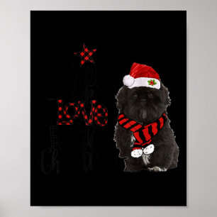 Vreugde Hoop Liefde Vrede Kerstmis Zwarte Shih Tzu Poster