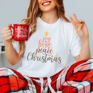 Vreugde, Hoop, Vrede deze Kerstmis met Geloof beri T-shirt