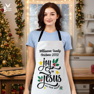Vreugde in Jezus Christelijke Kerst Familie Naam Schort