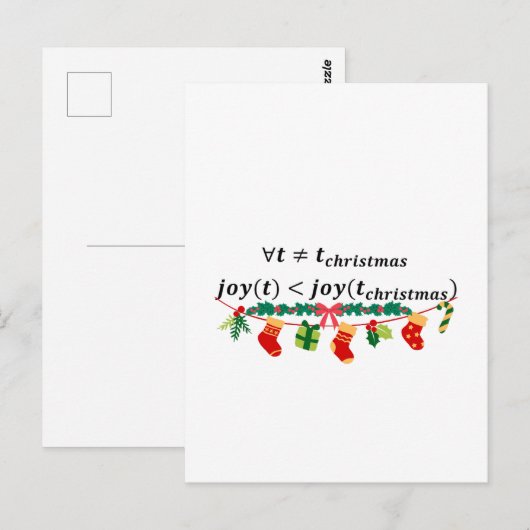 Vreugde in kerst is altijd groter, wiskunde kerst briefkaart (Voorkant / Achterkant)