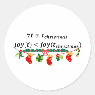 Vreugde in kerst is altijd groter, wiskunde kerst ronde sticker