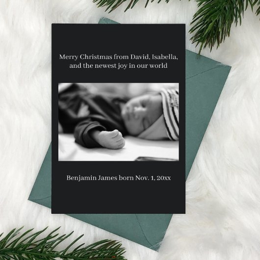 "Vreugde in onze wereld" Kerstmis Newborn Aankondi Folie Feestdagenkaart