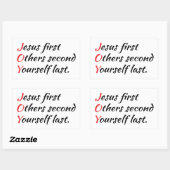 Vreugde - Jezus eerst, anderen tweede, jezelf laat Rechthoekige Sticker (Vel)