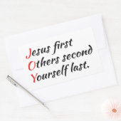 Vreugde - Jezus eerst, anderen tweede, jezelf laat Rechthoekige Sticker (Envelop)