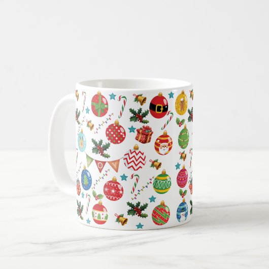 Vreugde Kerst, Kerst-Bal-Ornament Koffiemok (Voorkant links)