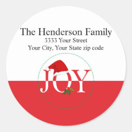Vreugde Kerst retour adreslabels Ronde Sticker