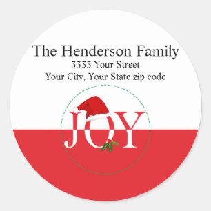Vreugde Kerst retour adreslabels Ronde Sticker