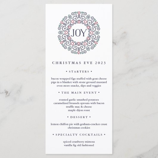 vreugde | Kerstavond diner menu (Voorkant)