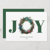 Vreugde Kerstkrans Floral Feestdagenkaart (Voorkant / Achterkant)