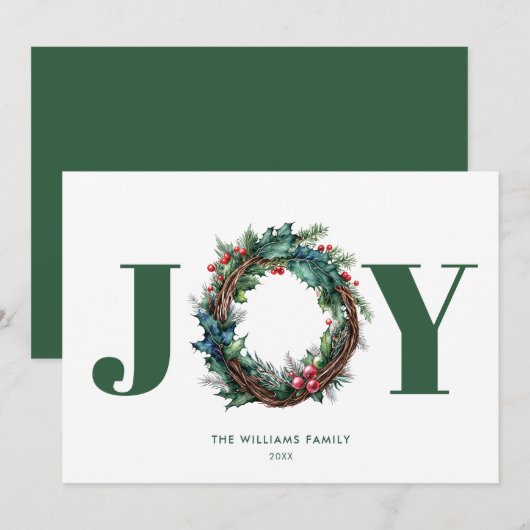 Vreugde Kerstkrans Floral Feestdagenkaart (Voorkant / Achterkant)