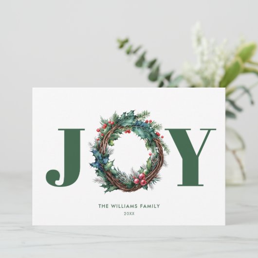 Vreugde Kerstkrans Floral Feestdagenkaart (Staand voorkant)