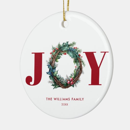 Vreugde Kerstkrans Floral Keramisch Ornament (Links)