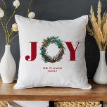 Vreugde Kerstkrans Floral Kussen<br><div class="desc">Vreugde Kerstkrans Bloemen Vakantie Sierkussen</div>