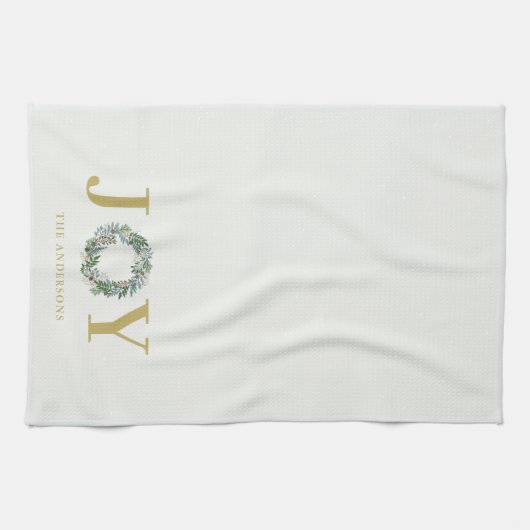"Vreugde" Kerstkrans gepersonaliseerd Theedoek (Horizontaal)