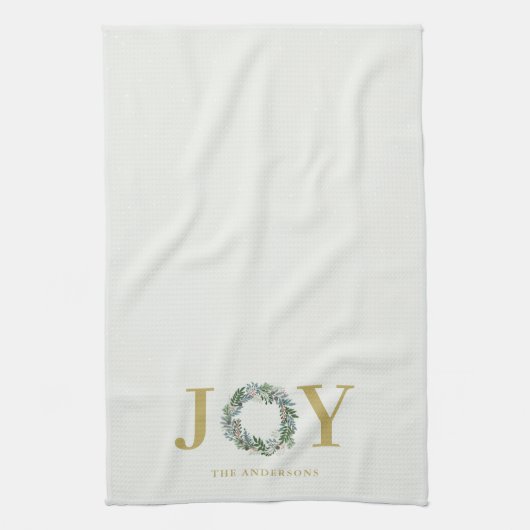 "Vreugde" Kerstkrans gepersonaliseerd Theedoek (Verticaal)