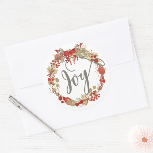 Vreugde Kerstkrans Vakantie Ronde Sticker (Envelop)