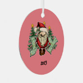 Vreugde Kerstman Kerstmis Metalen Ornament (Voorkant Rechts)