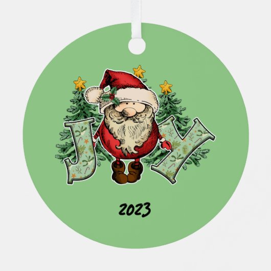 Vreugde Kerstman Kerstmis Metalen Ornament (Achterkant)
