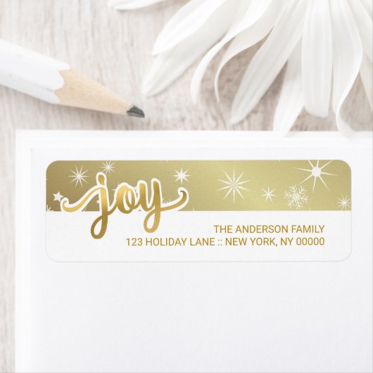 Vreugde Kerstmis Faux Gouden Folie Hand Script Adr Etiket (Insitu)