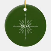 Vreugde Kerstmis Foto Groen Keramisch Ornament (Achterkant)