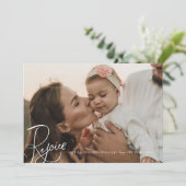 Vreugde Kerstmis Fotokaart Eenvoudige Witte Vakant Feestdagenkaart (Staand voorkant)