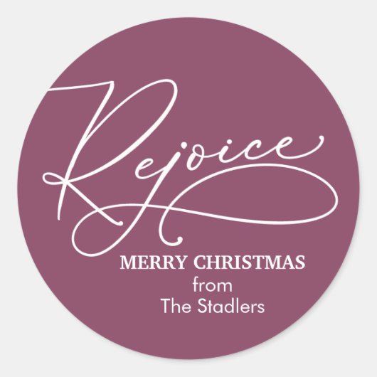 Vreugde Kerstmis - Kies achtergrondkleur Ronde Sticker (Voorkant)
