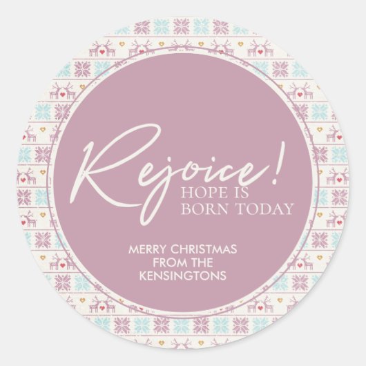 Vreugde Kerstmis Pastel Typografie Sneeuwvlok Ronde Sticker (Voorkant)