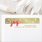 Vreugde Kerstmis Rode Gouden Hand Script Retouradr Etiket (Insitu)